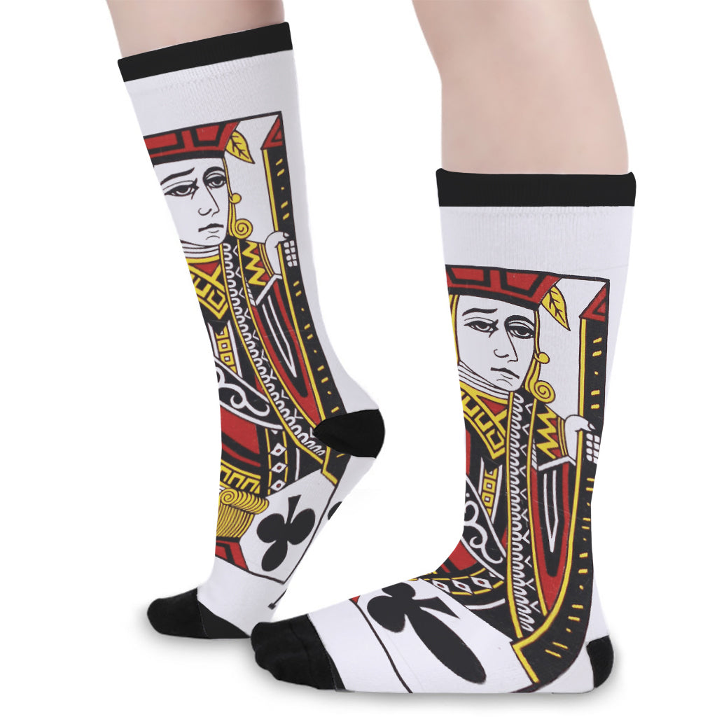 Jack Of Clubs Playing Card Print Long Socks