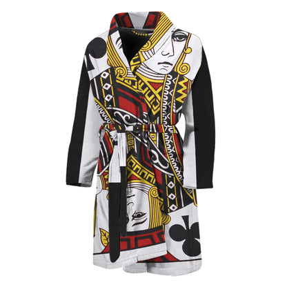 Jack Of Clubs Playing Card Print Men's Bathrobe