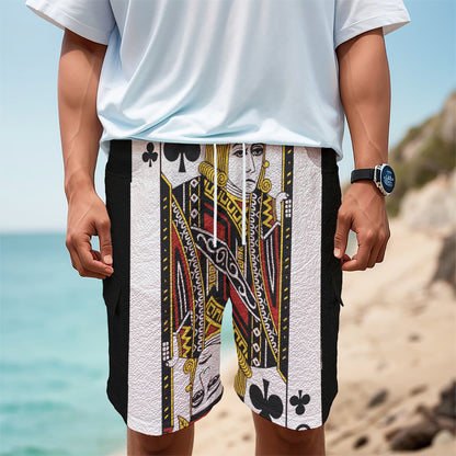 Jack Of Clubs Playing Card Print Men's Cargo Shorts