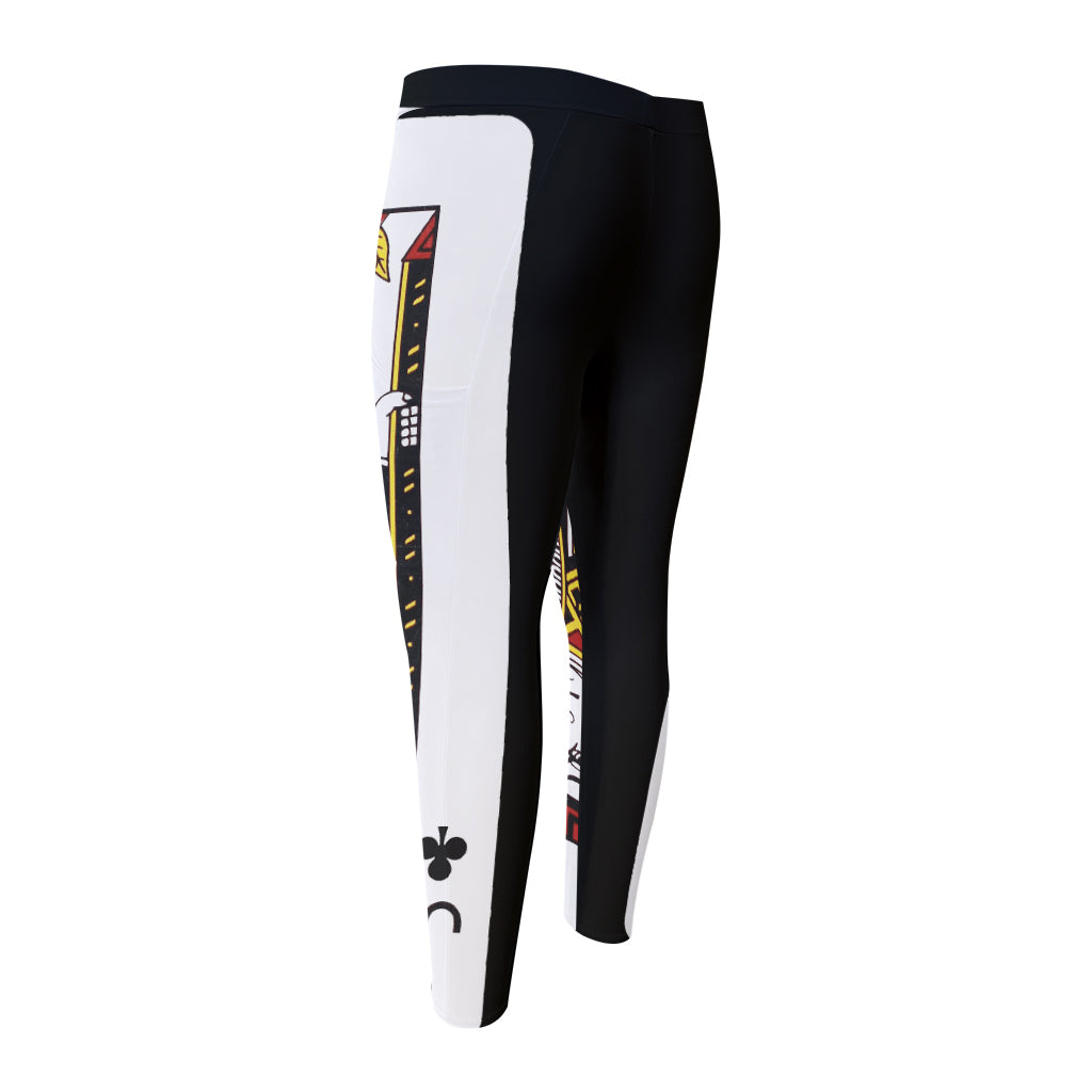 Jack Of Clubs Playing Card Print Men's Compression Pants