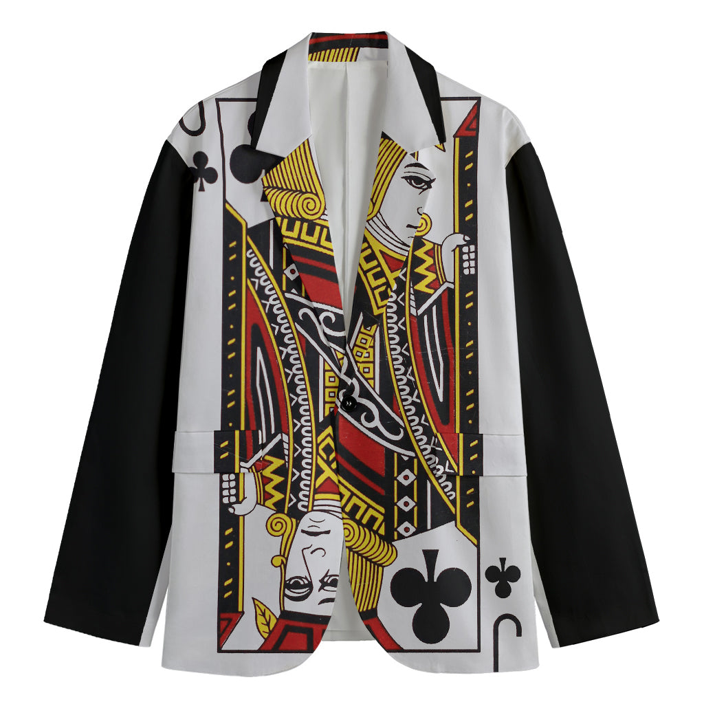Jack Of Clubs Playing Card Print Men's Cotton Blazer
