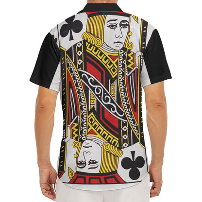 Jack Of Clubs Playing Card Print Men's Deep V-Neck Shirt