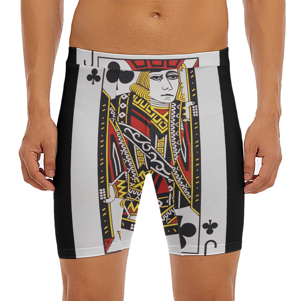 Jack Of Clubs Playing Card Print Men's Long Boxer Briefs