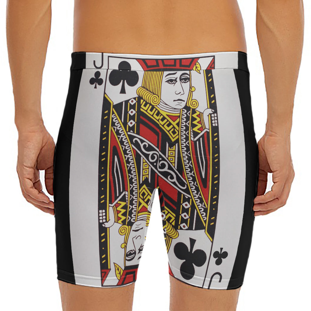 Jack Of Clubs Playing Card Print Men's Long Boxer Briefs
