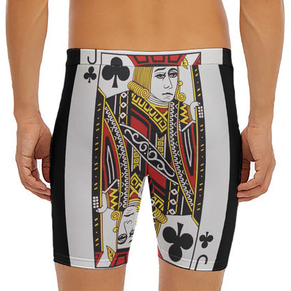 Jack Of Clubs Playing Card Print Men's Long Boxer Briefs