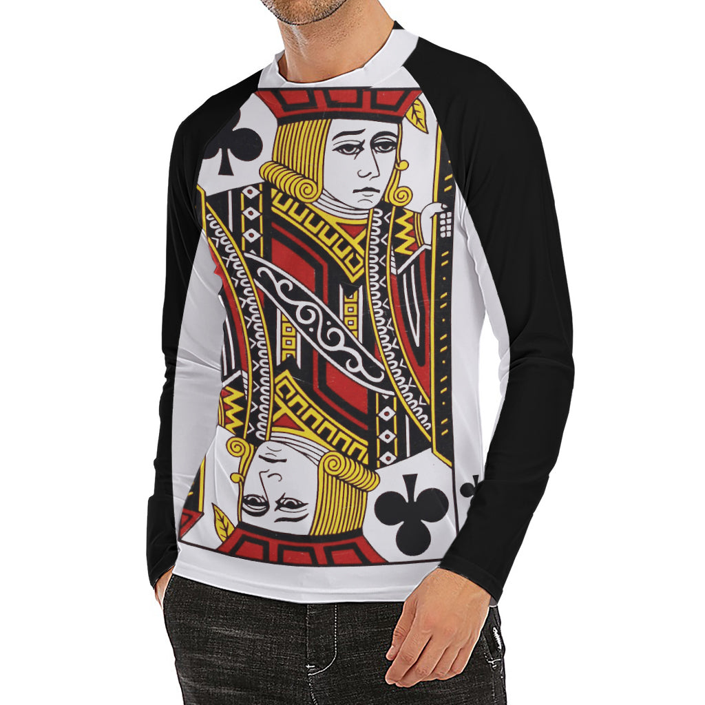 Jack Of Clubs Playing Card Print Men's Long Sleeve Rash Guard