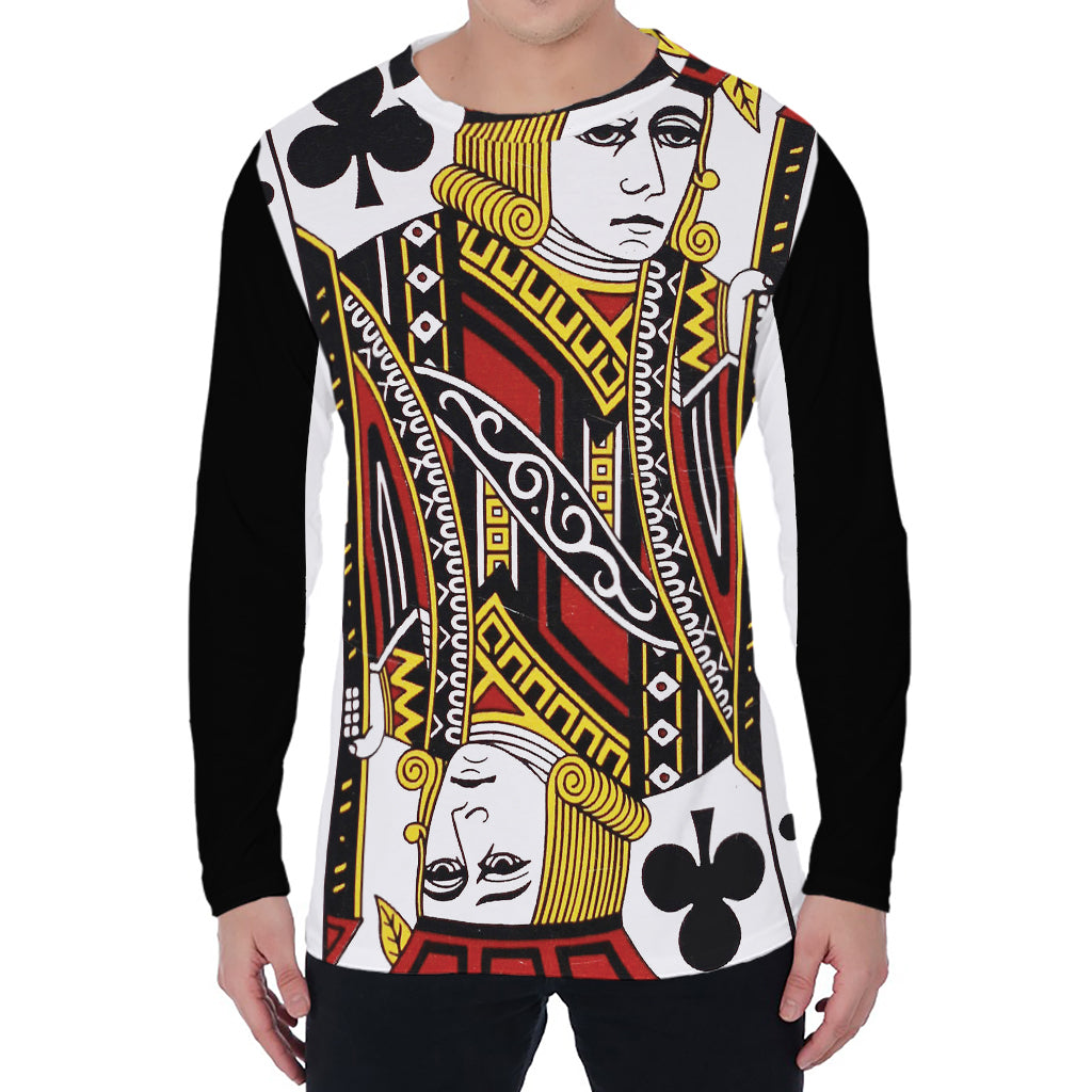 Jack Of Clubs Playing Card Print Men's Long Sleeve T-Shirt