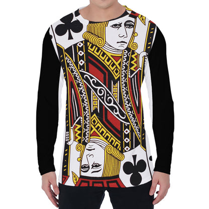 Jack Of Clubs Playing Card Print Men's Long Sleeve T-Shirt