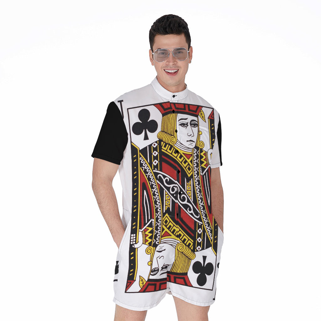 Jack Of Clubs Playing Card Print Men's Rompers