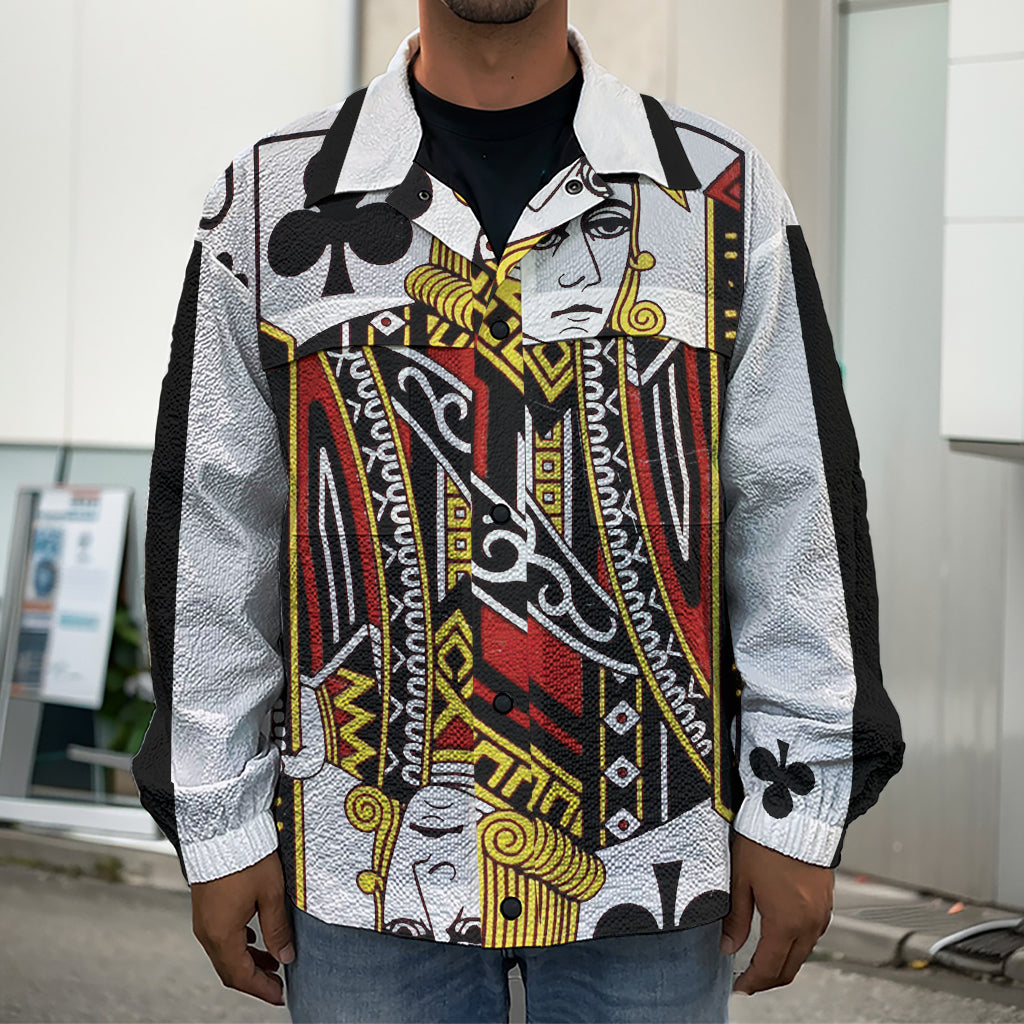 Jack Of Clubs Playing Card Print Men's Shirt Jacket