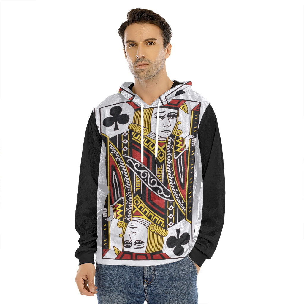 Jack Of Clubs Playing Card Print Men's Velvet Pullover Hoodie