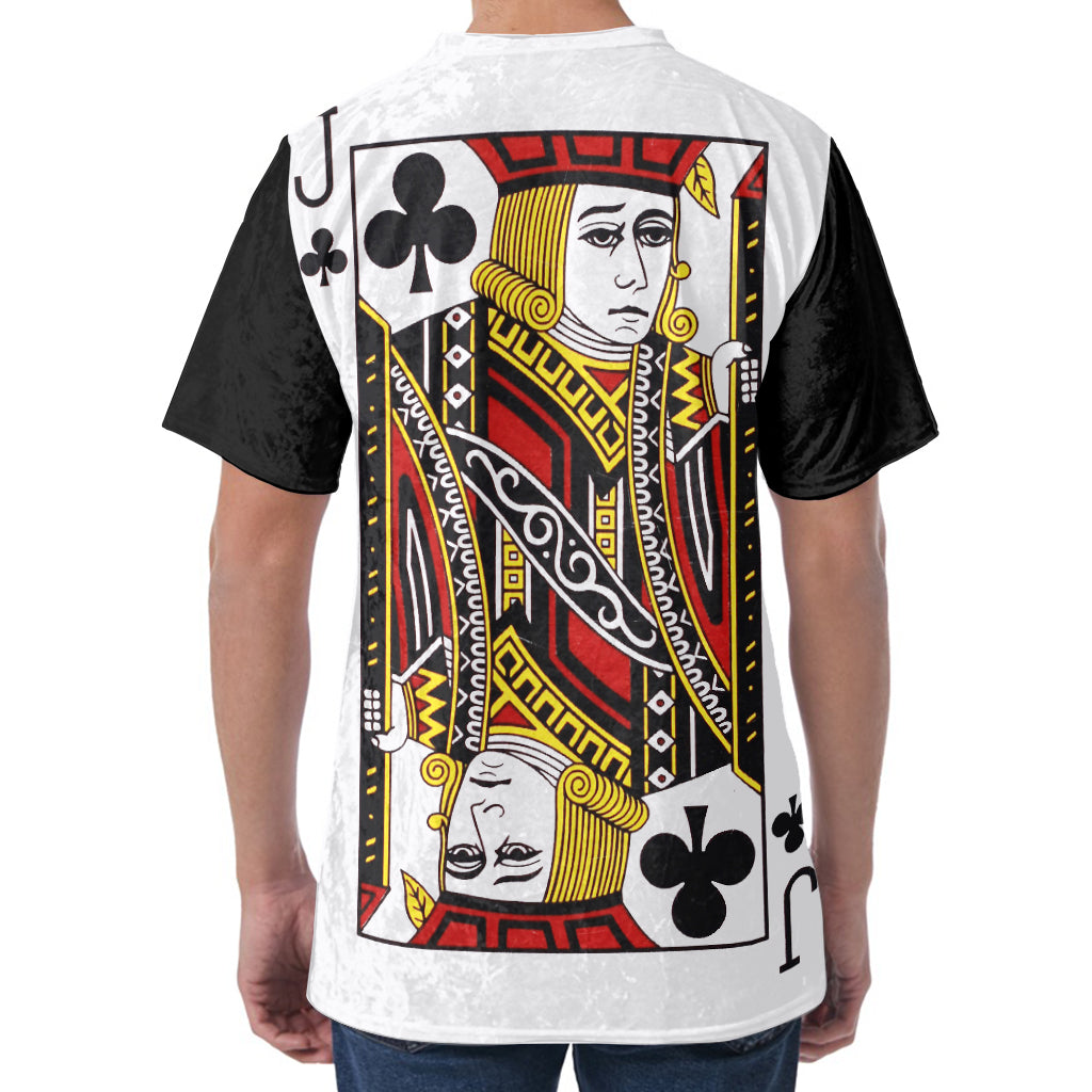 Jack Of Clubs Playing Card Print Men's Velvet T-Shirt