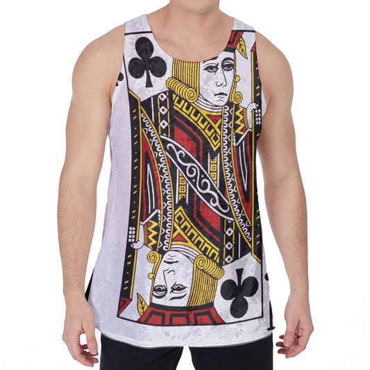 Jack Of Clubs Playing Card Print Men's Velvet Tank Top
