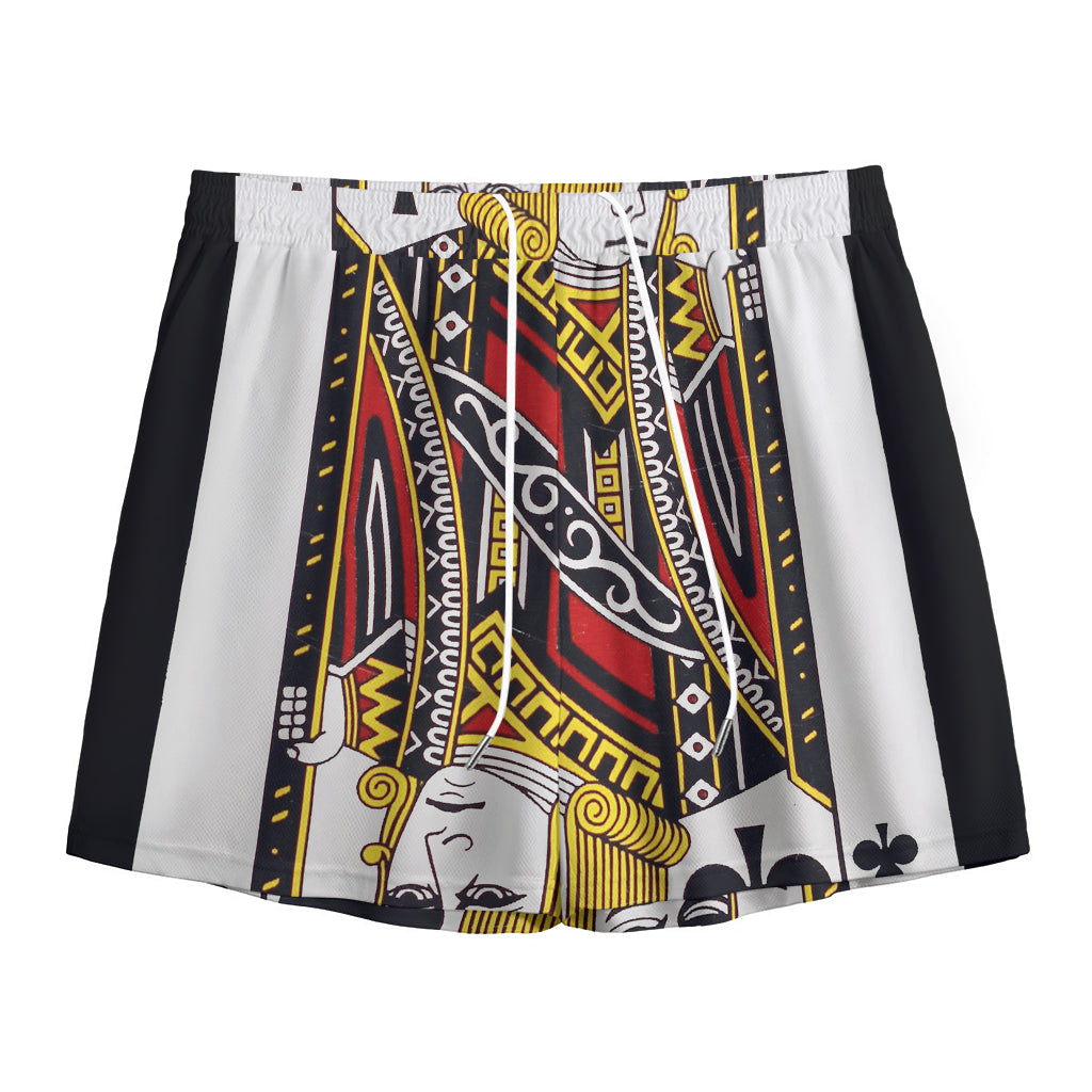 Jack Of Clubs Playing Card Print Mesh Shorts