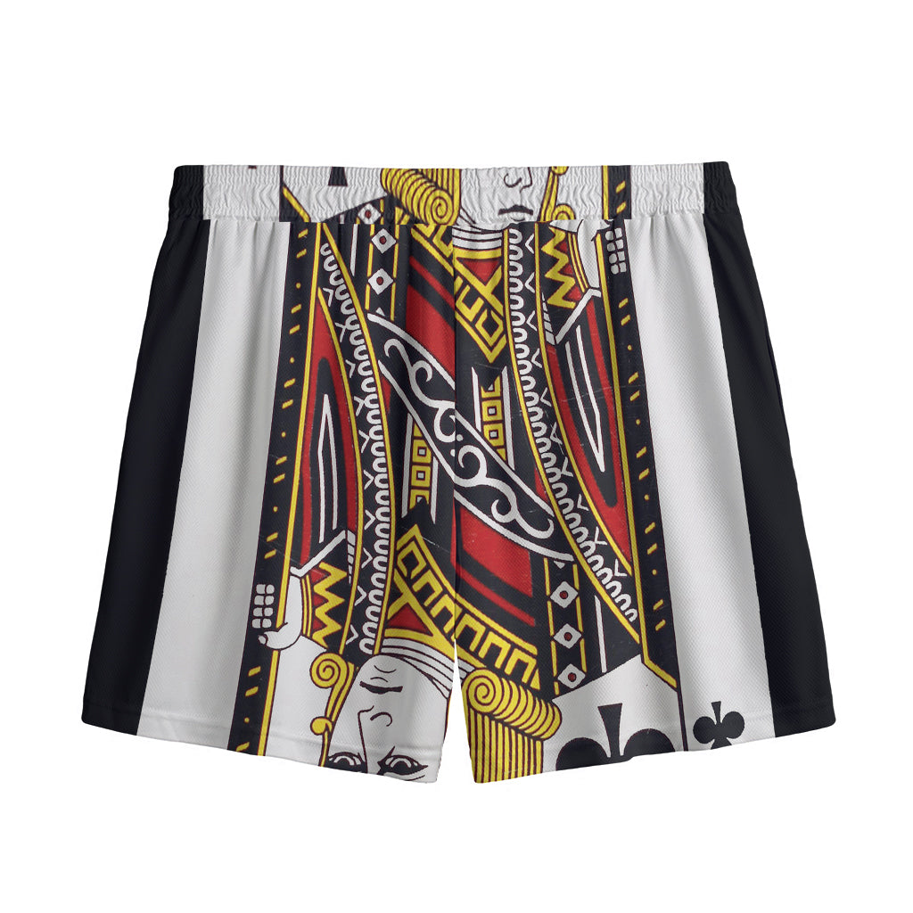 Jack Of Clubs Playing Card Print Mesh Shorts