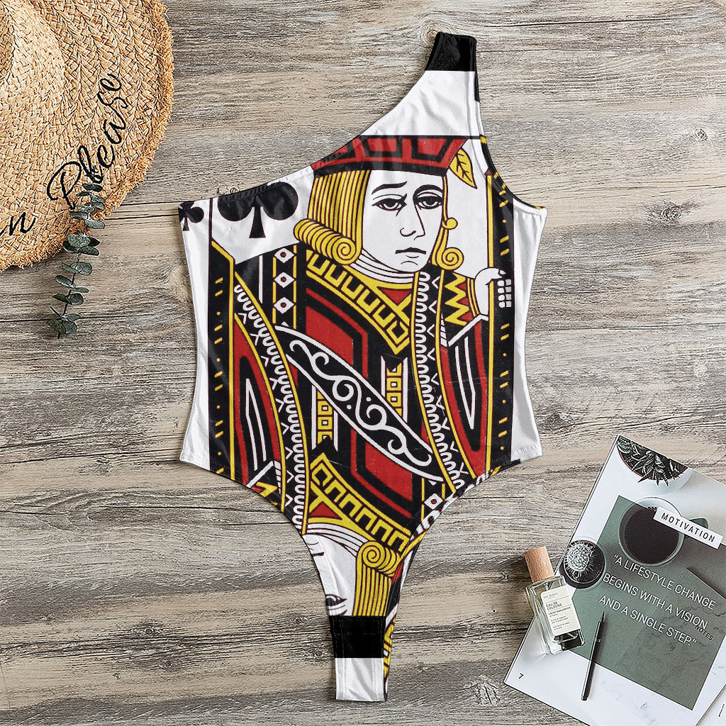 Jack Of Clubs Playing Card Print One Shoulder Bodysuit