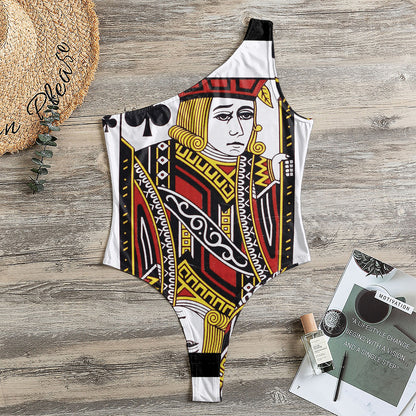 Jack Of Clubs Playing Card Print One Shoulder Bodysuit