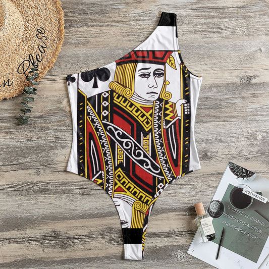 Jack Of Clubs Playing Card Print One Shoulder Bodysuit