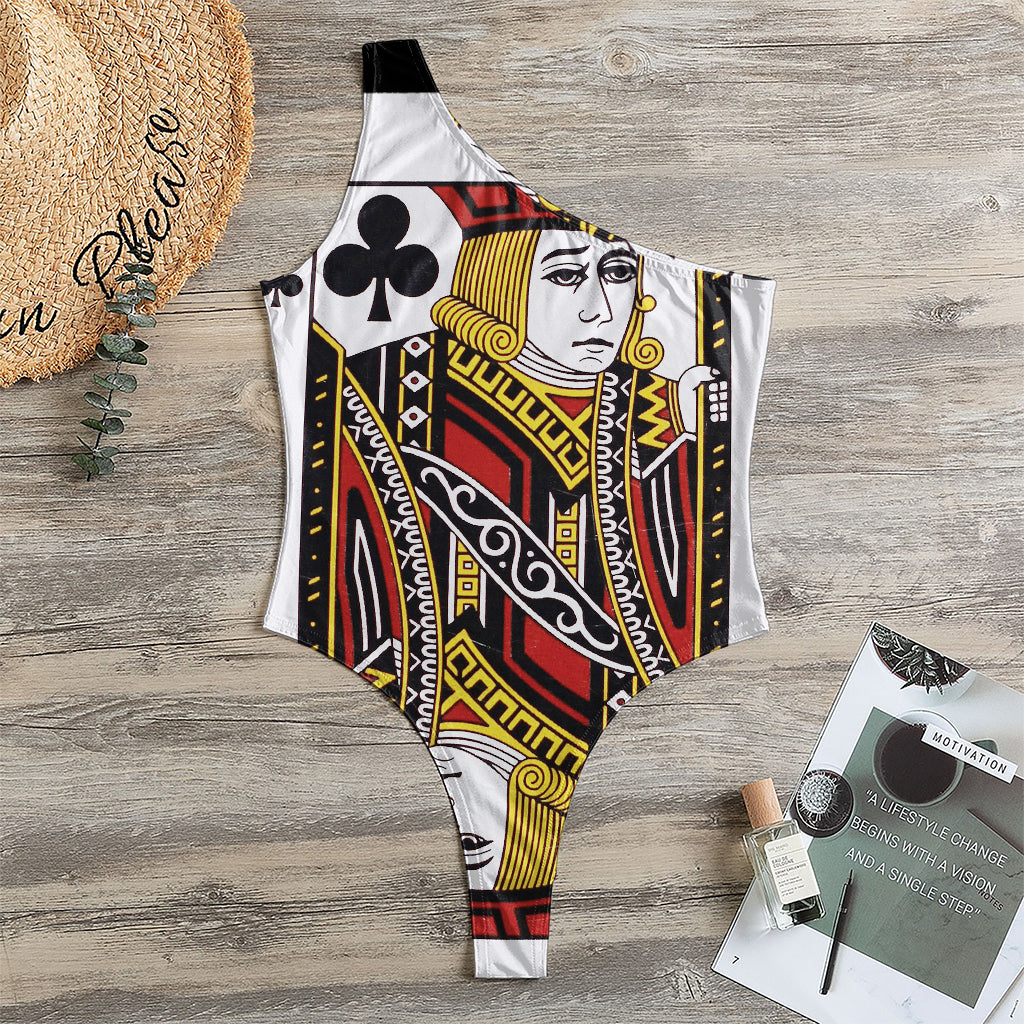 Jack Of Clubs Playing Card Print One Shoulder Bodysuit