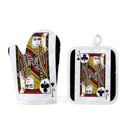 Jack Of Clubs Playing Card Print Oven Mitt And Pot Holder Set