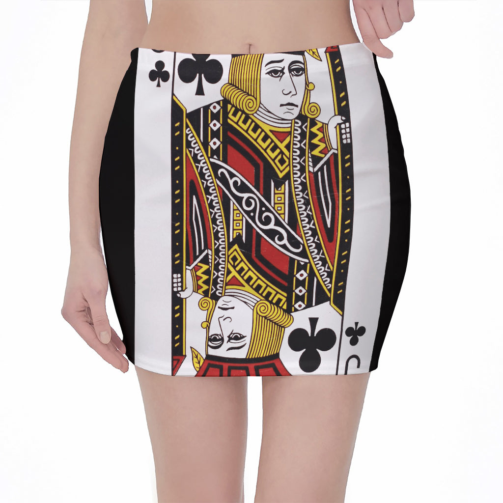 Jack Of Clubs Playing Card Print Pencil Mini Skirt