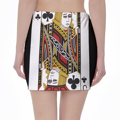 Jack Of Clubs Playing Card Print Pencil Mini Skirt