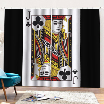 Jack Of Clubs Playing Card Print Pencil Pleat Curtains