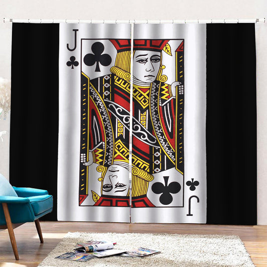 Jack Of Clubs Playing Card Print Pencil Pleat Curtains