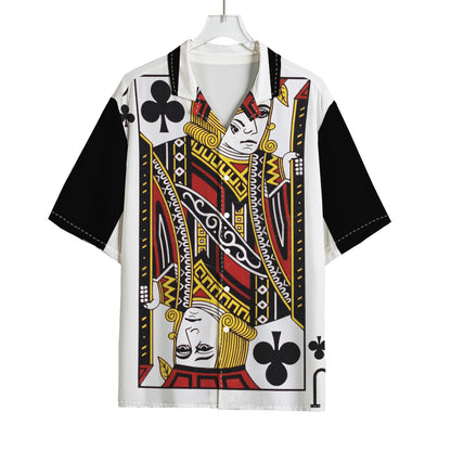 Jack Of Clubs Playing Card Print Rayon Hawaiian Shirt