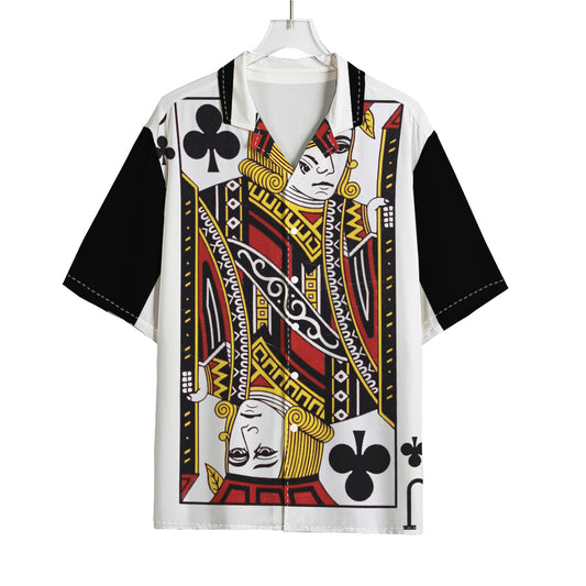 Jack Of Clubs Playing Card Print Rayon Hawaiian Shirt