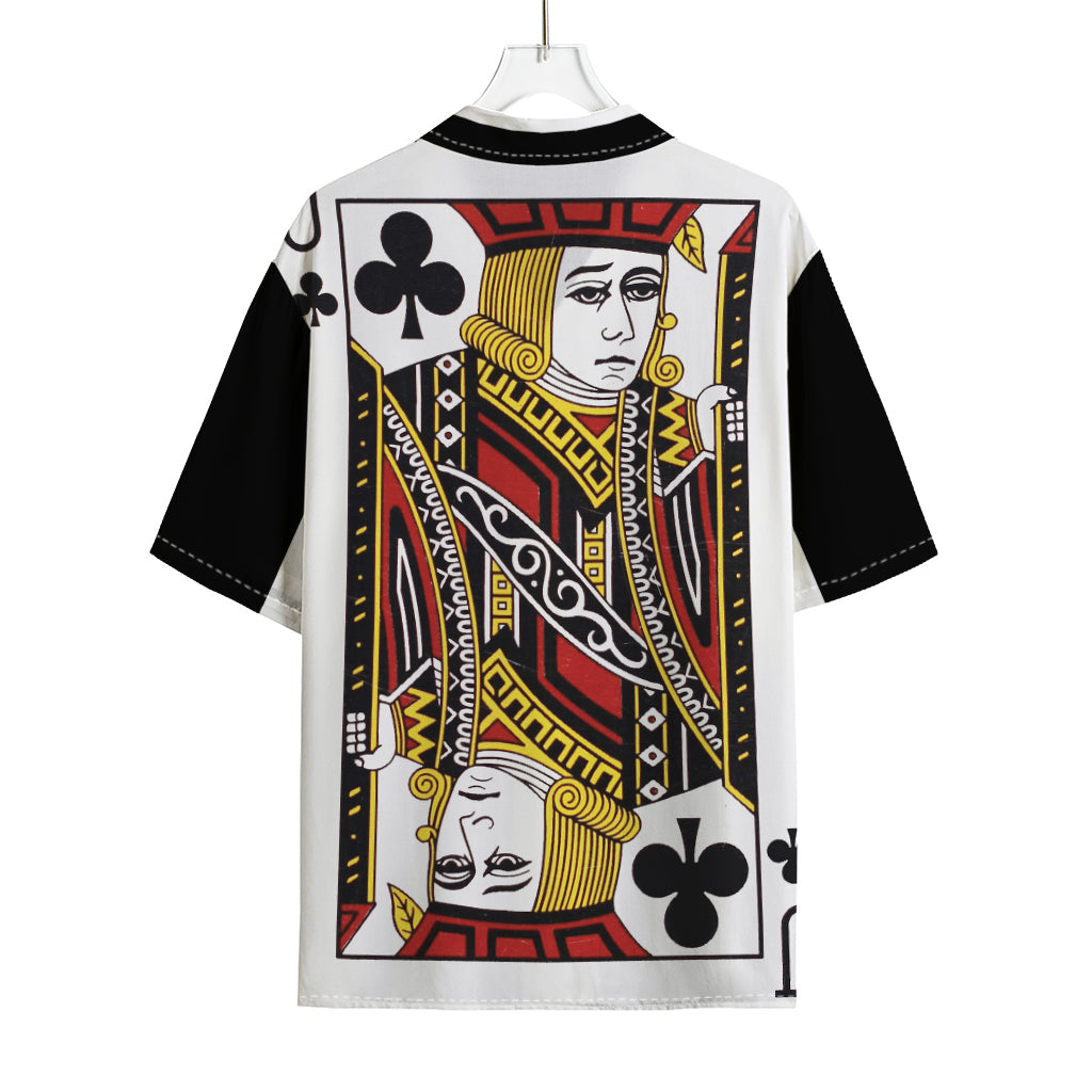 Jack Of Clubs Playing Card Print Rayon Hawaiian Shirt