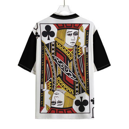 Jack Of Clubs Playing Card Print Rayon Hawaiian Shirt