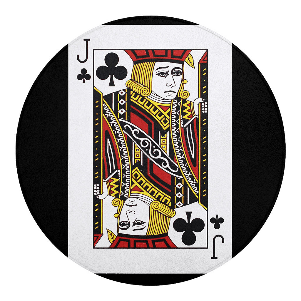 Jack Of Clubs Playing Card Print Round Blanket