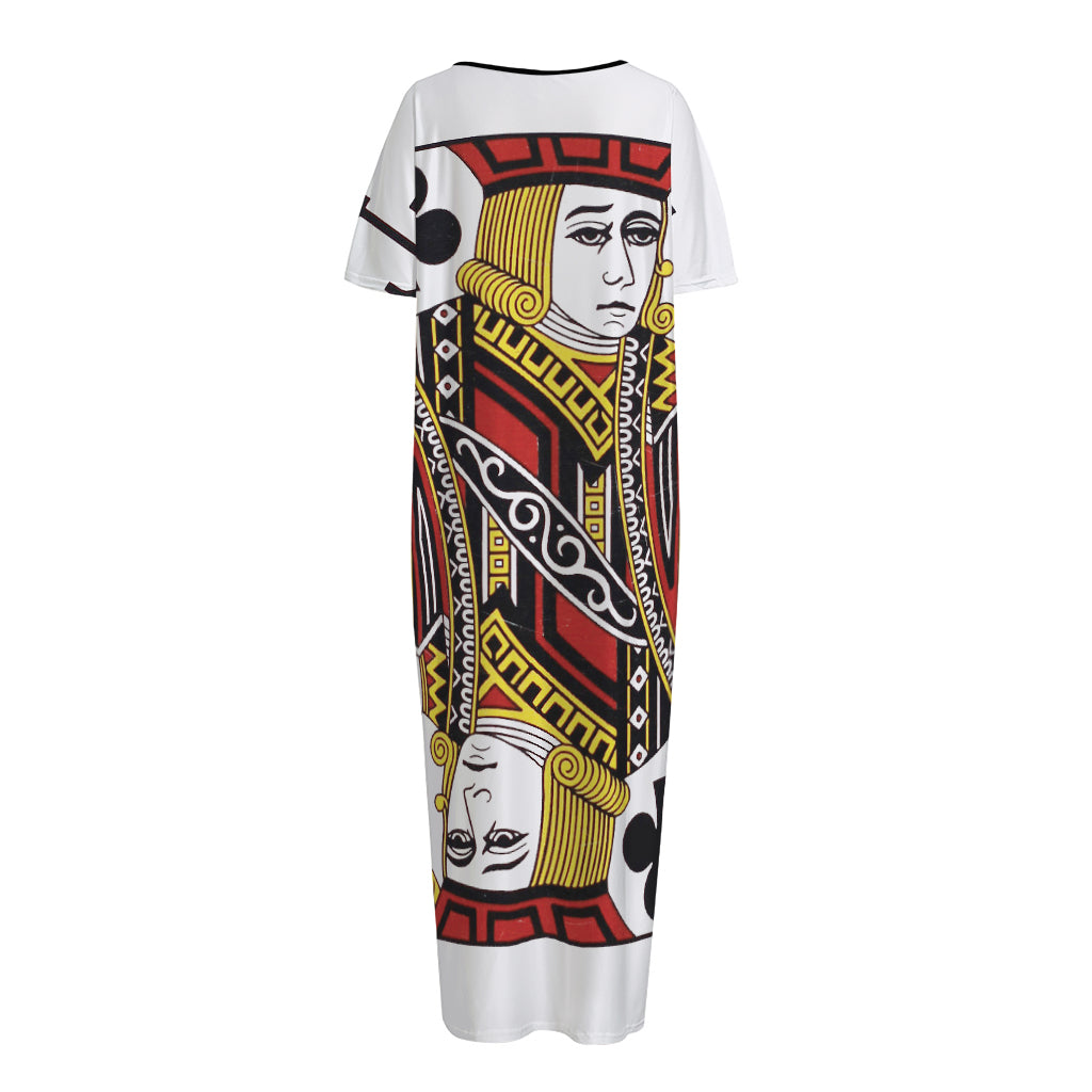 Jack Of Clubs Playing Card Print Short Sleeve Long Nightdress
