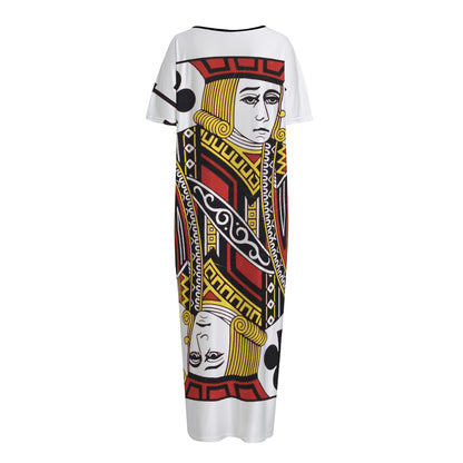 Jack Of Clubs Playing Card Print Short Sleeve Long Nightdress