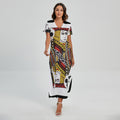 Jack Of Clubs Playing Card Print Short Sleeve Maxi Dress