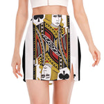 Jack Of Clubs Playing Card Print Side Slit Mini Skirt