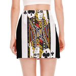 Jack Of Clubs Playing Card Print Side Slit Mini Skirt