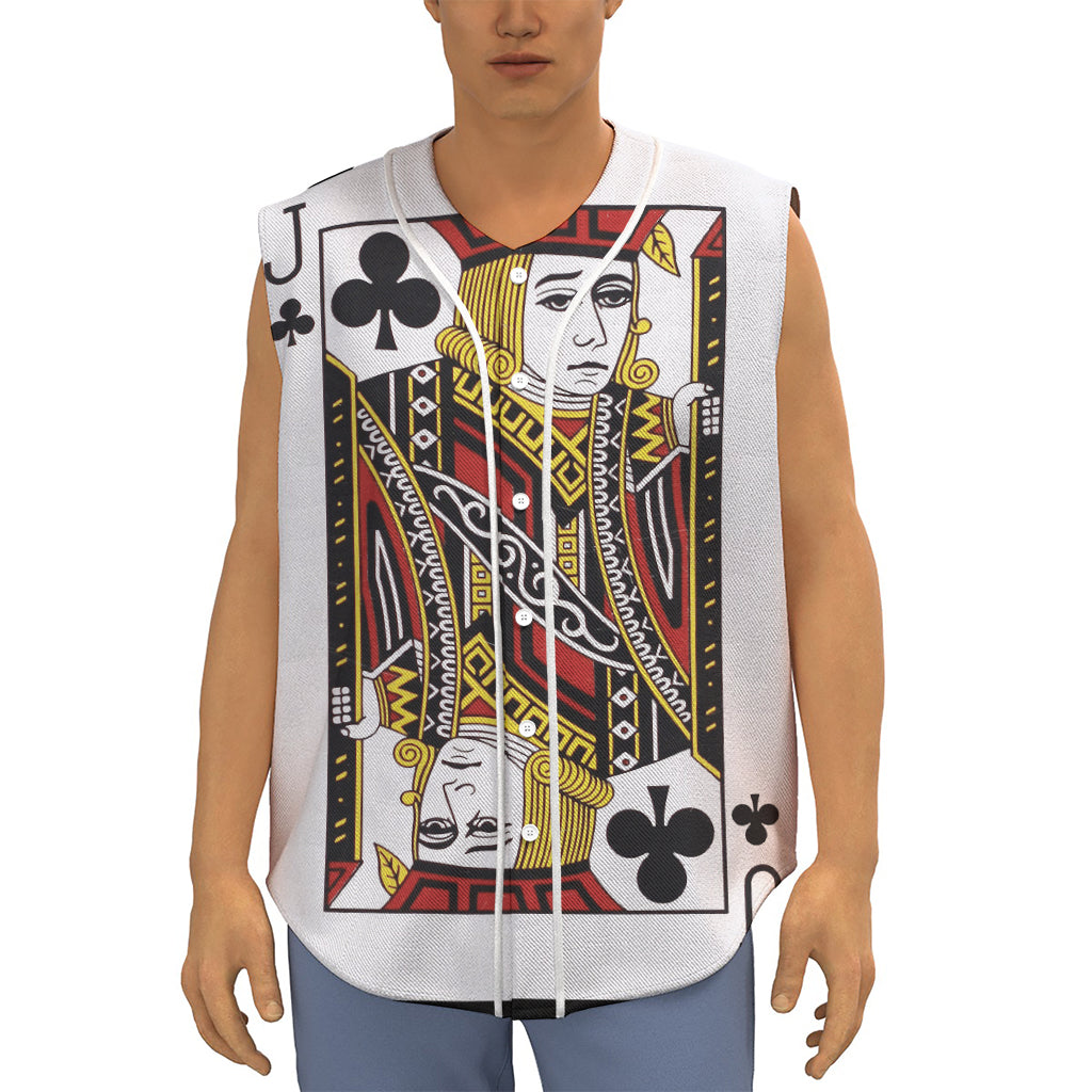 Jack Of Clubs Playing Card Print Sleeveless Baseball Jersey