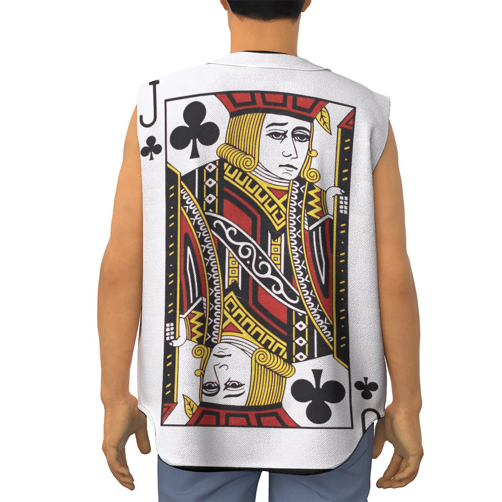 Jack Of Clubs Playing Card Print Sleeveless Baseball Jersey