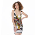 Jack Of Clubs Playing Card Print Sleeveless Bodycon Dress