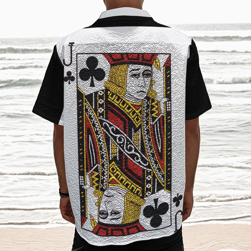 Jack Of Clubs Playing Card Print Textured Short Sleeve Shirt