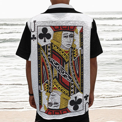 Jack Of Clubs Playing Card Print Textured Short Sleeve Shirt