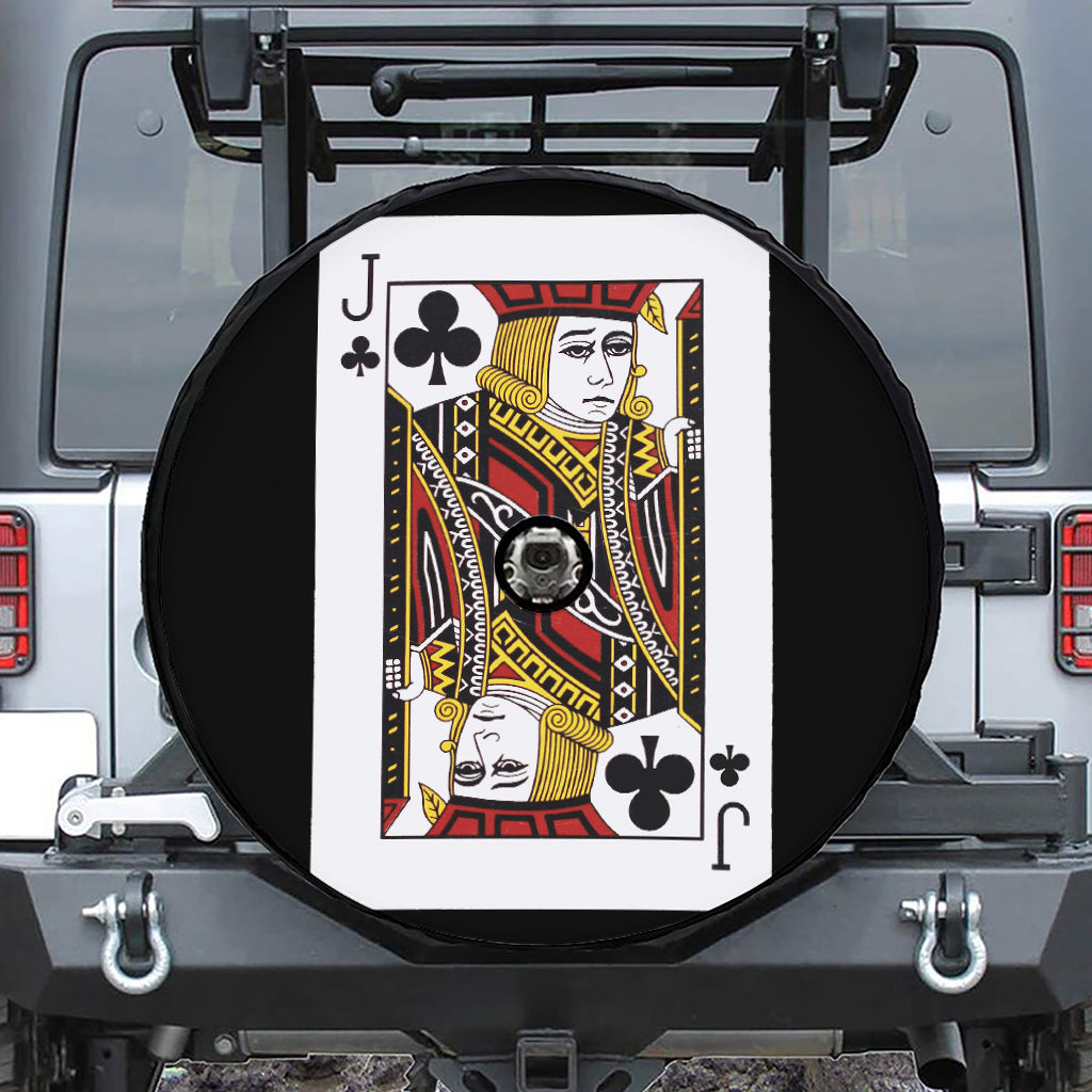 Jack Of Clubs Playing Card Print Tire Cover With Camera Hole