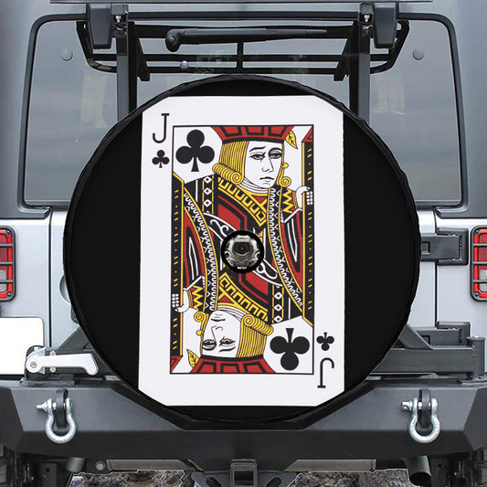 Jack Of Clubs Playing Card Print Tire Cover With Camera Hole
