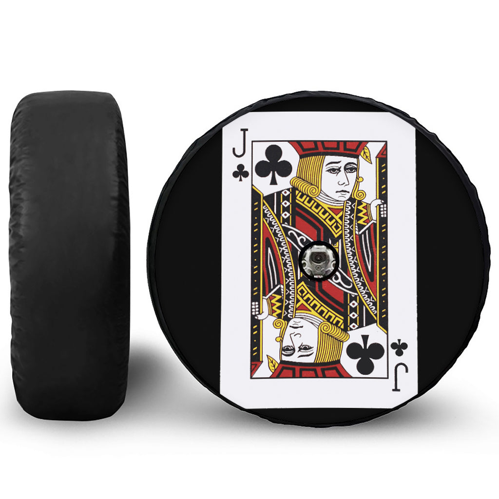 Jack Of Clubs Playing Card Print Tire Cover With Camera Hole