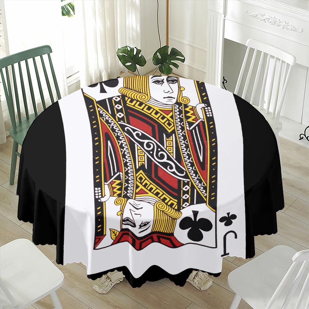 Jack Of Clubs Playing Card Print Waterproof Round Tablecloth