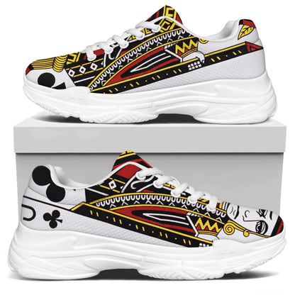 Jack Of Clubs Playing Card Print White Chunky Shoes