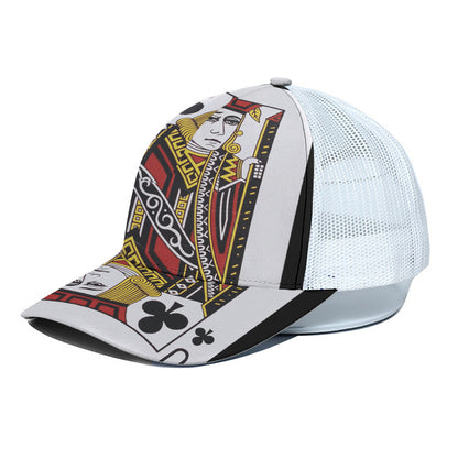 Jack Of Clubs Playing Card Print White Mesh Trucker Cap