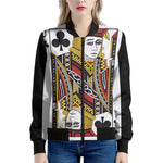 Jack Of Clubs Playing Card Print Women's Bomber Jacket